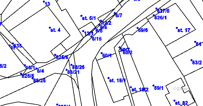Parcela st. 60/1 v KÚ Svatý Jiří, Katastrální mapa