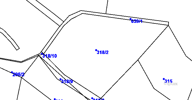 Parcela st. 318/2 v KÚ Svatý Jiří, Katastrální mapa