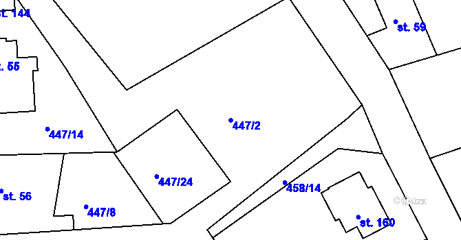 Parcela st. 447/2 v KÚ Svatý Jiří, Katastrální mapa