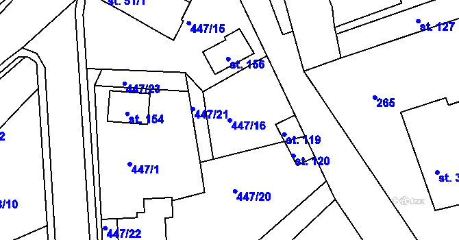 Parcela st. 447/16 v KÚ Svatý Jiří, Katastrální mapa