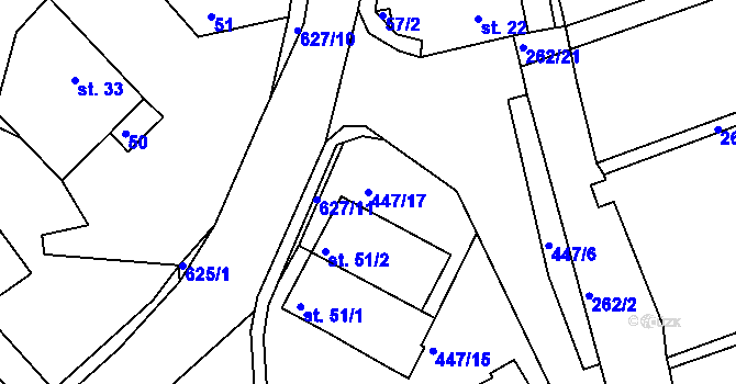 Parcela st. 447/17 v KÚ Svatý Jiří, Katastrální mapa