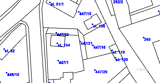 Parcela st. 447/21 v KÚ Svatý Jiří, Katastrální mapa
