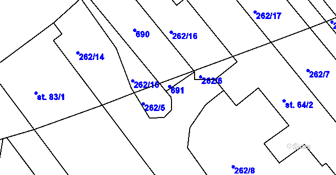 Parcela st. 66/2 v KÚ Svatý Jiří, Katastrální mapa