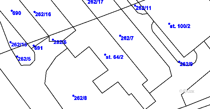 Parcela st. 64/2 v KÚ Svatý Jiří, Katastrální mapa