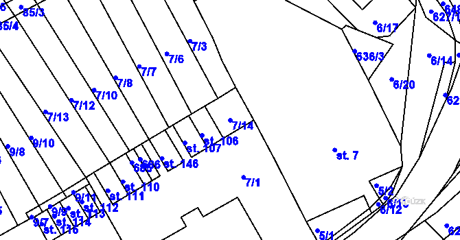 Parcela st. 7/14 v KÚ Svatý Jiří, Katastrální mapa