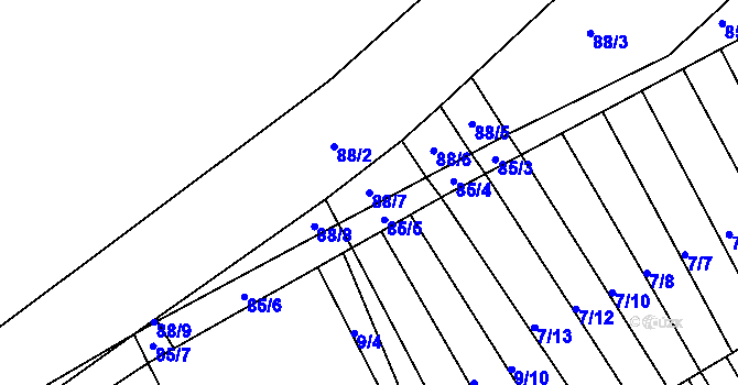 Parcela st. 88/7 v KÚ Svatý Jiří, Katastrální mapa