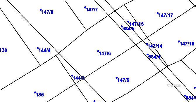 Parcela st. 147/6 v KÚ Svatý Jiří, Katastrální mapa