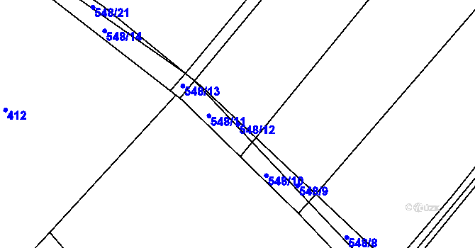 Parcela st. 548/12 v KÚ Svatý Jiří, Katastrální mapa