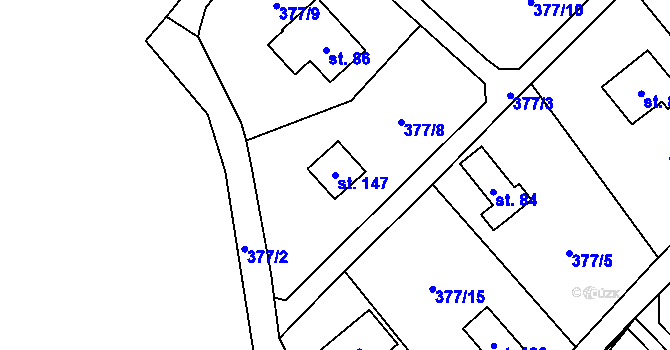 Parcela st. 147 v KÚ Kozí Hory, Katastrální mapa
