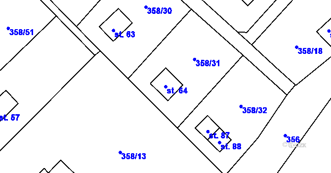 Parcela st. 64 v KÚ Kozí Hory, Katastrální mapa