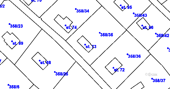 Parcela st. 73 v KÚ Kozí Hory, Katastrální mapa