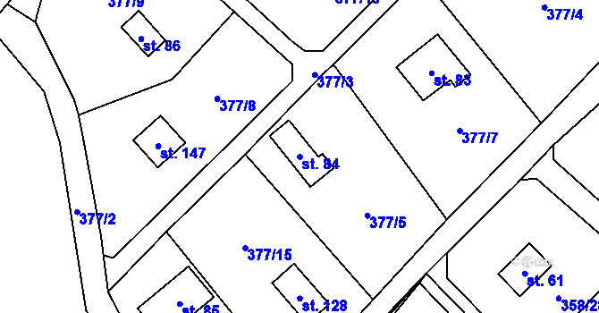 Parcela st. 84 v KÚ Kozí Hory, Katastrální mapa