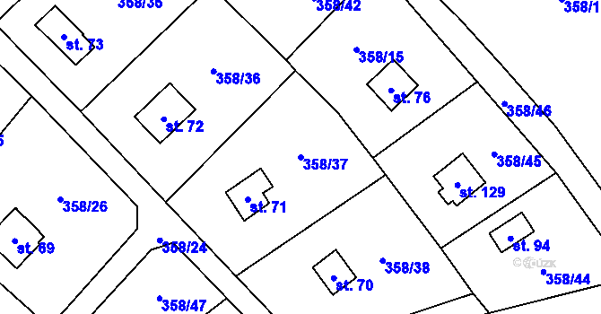Parcela st. 358/37 v KÚ Kozí Hory, Katastrální mapa