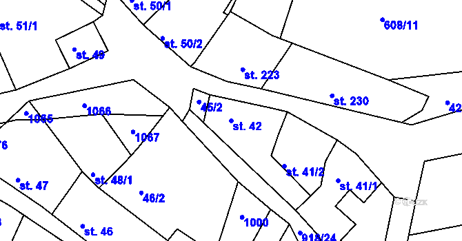 Parcela st. 42 v KÚ Nový Knín, Katastrální mapa