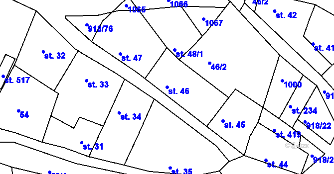 Parcela st. 46 v KÚ Nový Knín, Katastrální mapa