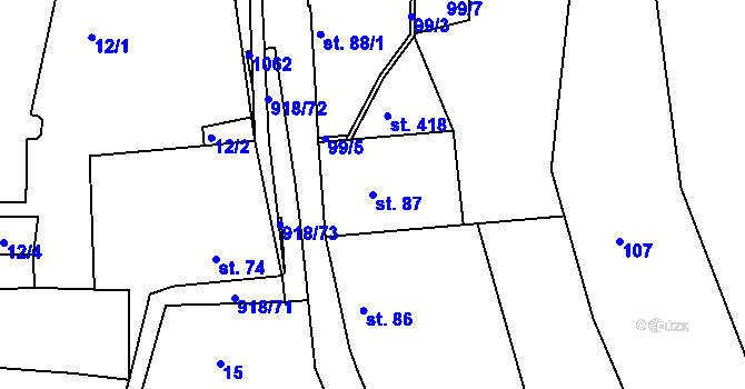 Parcela st. 87 v KÚ Nový Knín, Katastrální mapa