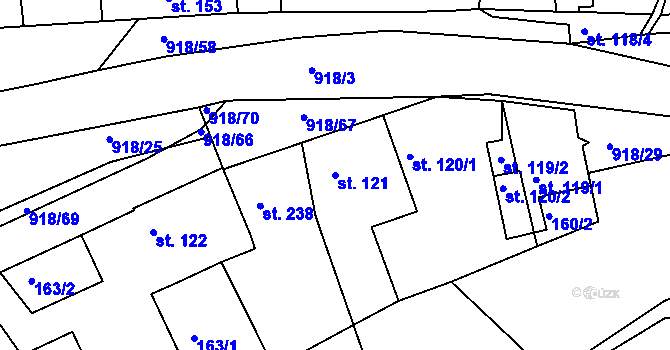 Parcela st. 121 v KÚ Nový Knín, Katastrální mapa