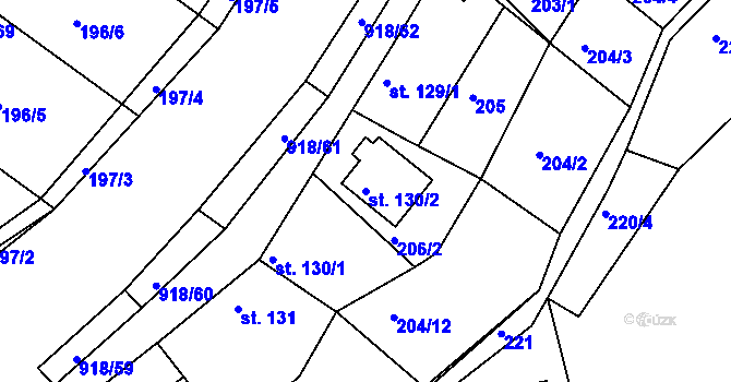 Parcela st. 130/2 v KÚ Nový Knín, Katastrální mapa