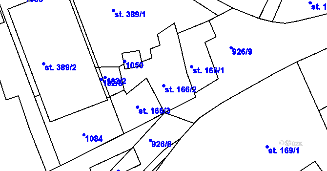 Parcela st. 166/2 v KÚ Nový Knín, Katastrální mapa
