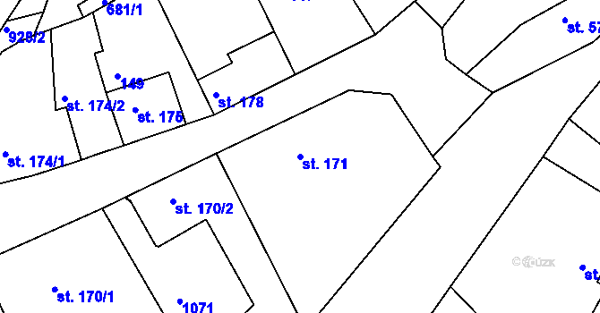 Parcela st. 171 v KÚ Nový Knín, Katastrální mapa