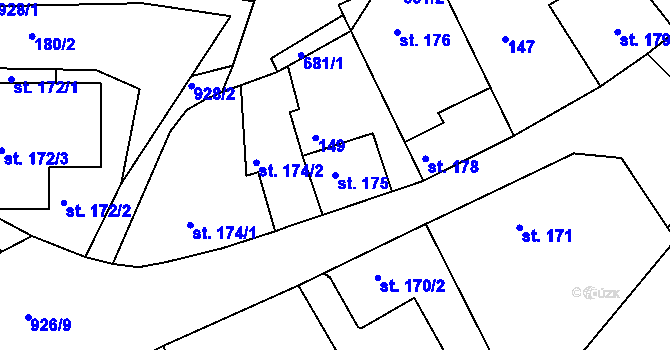 Parcela st. 175 v KÚ Nový Knín, Katastrální mapa