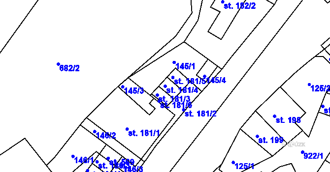 Parcela st. 181/4 v KÚ Nový Knín, Katastrální mapa