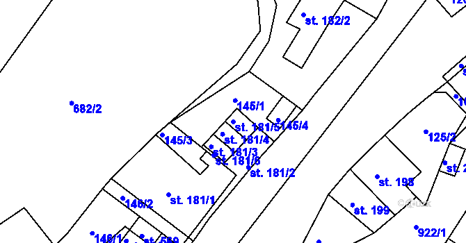 Parcela st. 181/5 v KÚ Nový Knín, Katastrální mapa