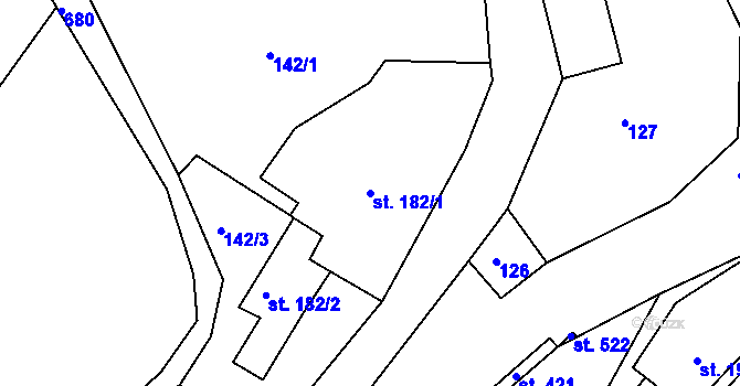 Parcela st. 182/1 v KÚ Nový Knín, Katastrální mapa