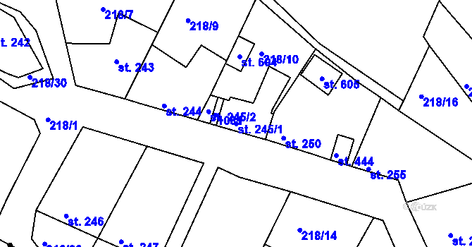 Parcela st. 245/1 v KÚ Nový Knín, Katastrální mapa