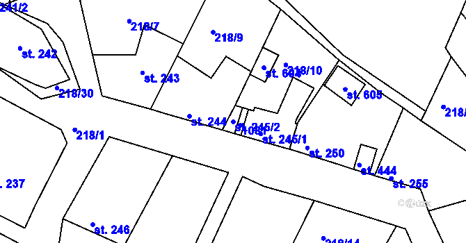 Parcela st. 245/2 v KÚ Nový Knín, Katastrální mapa