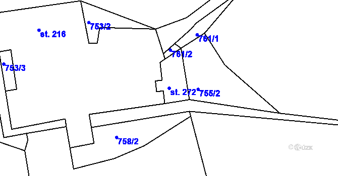 Parcela st. 272 v KÚ Nový Knín, Katastrální mapa