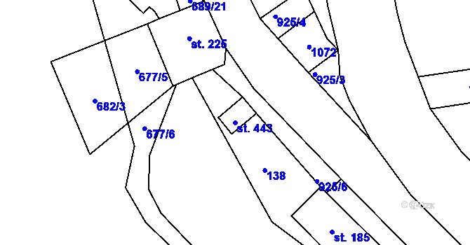 Parcela st. 443 v KÚ Nový Knín, Katastrální mapa
