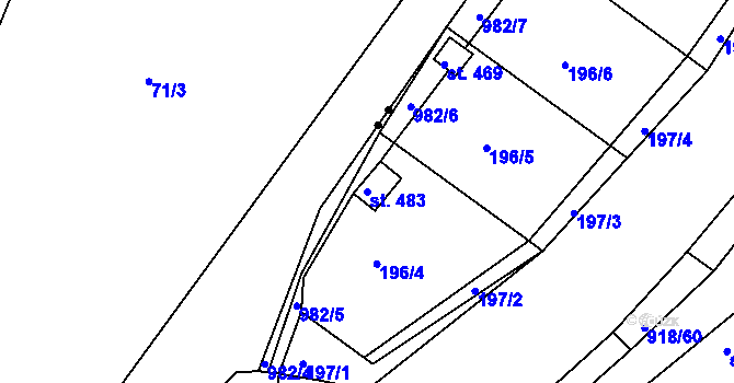 Parcela st. 483 v KÚ Nový Knín, Katastrální mapa