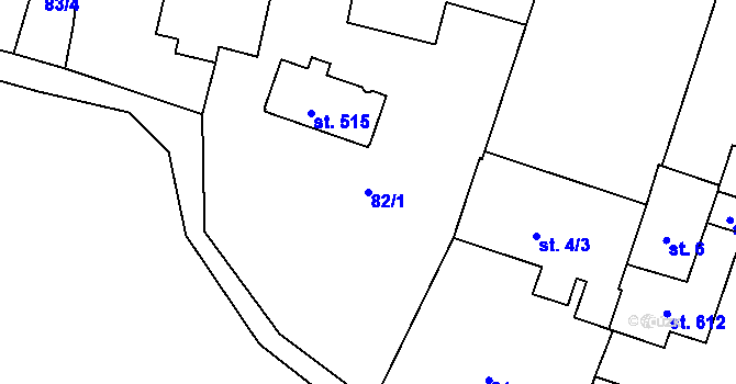 Parcela st. 82/1 v KÚ Nový Knín, Katastrální mapa