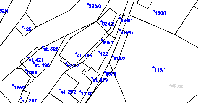 Parcela st. 122 v KÚ Nový Knín, Katastrální mapa