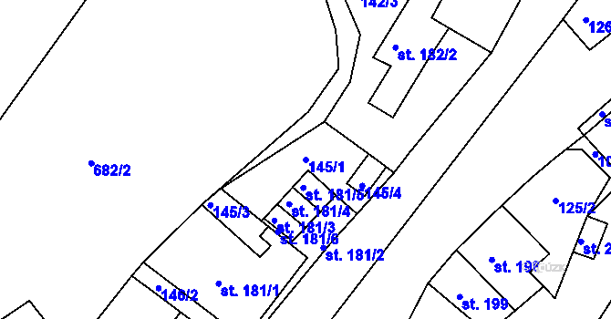 Parcela st. 145/1 v KÚ Nový Knín, Katastrální mapa
