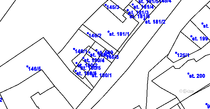 Parcela st. 146/3 v KÚ Nový Knín, Katastrální mapa