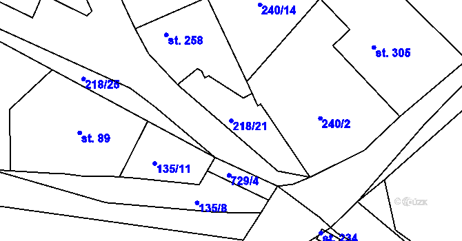 Parcela st. 218/21 v KÚ Nový Knín, Katastrální mapa