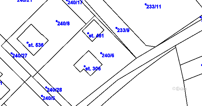 Parcela st. 240/6 v KÚ Nový Knín, Katastrální mapa