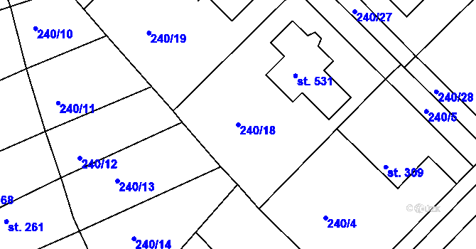 Parcela st. 240/18 v KÚ Nový Knín, Katastrální mapa