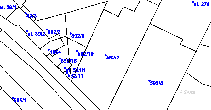 Parcela st. 592/2 v KÚ Nový Knín, Katastrální mapa