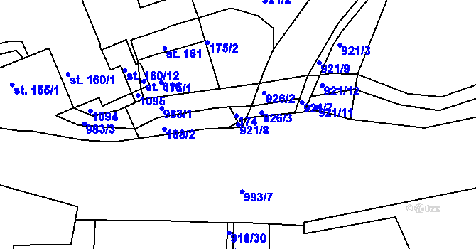 Parcela st. 921/8 v KÚ Nový Knín, Katastrální mapa