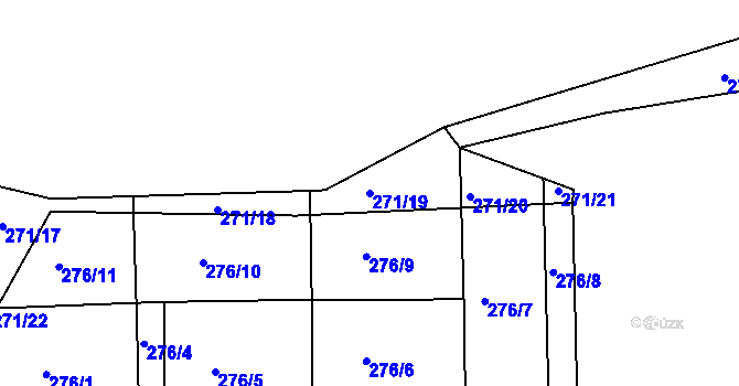 Parcela st. 271/19 v KÚ Nový Knín, Katastrální mapa