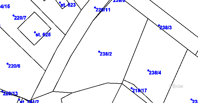 Parcela st. 238/2 v KÚ Nový Knín, Katastrální mapa