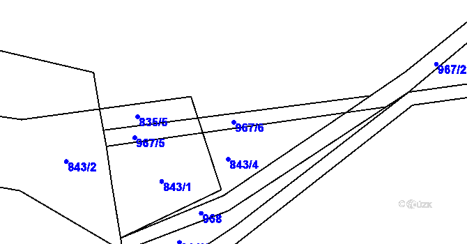 Parcela st. 967/6 v KÚ Nový Knín, Katastrální mapa