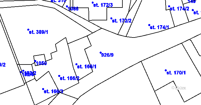 Parcela st. 926/9 v KÚ Nový Knín, Katastrální mapa