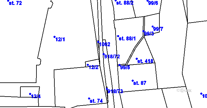 Parcela st. 918/72 v KÚ Nový Knín, Katastrální mapa