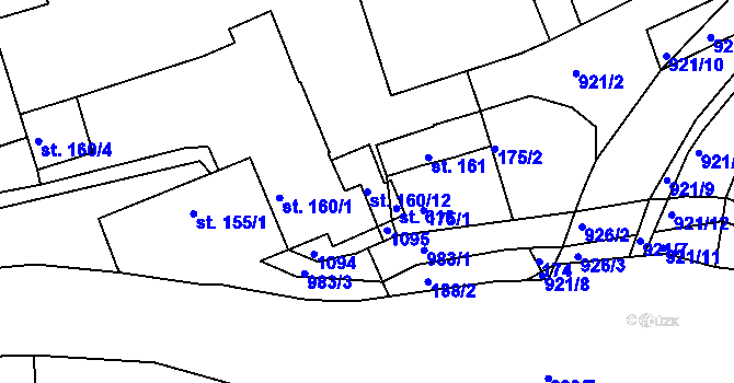 Parcela st. 160/12 v KÚ Nový Knín, Katastrální mapa
