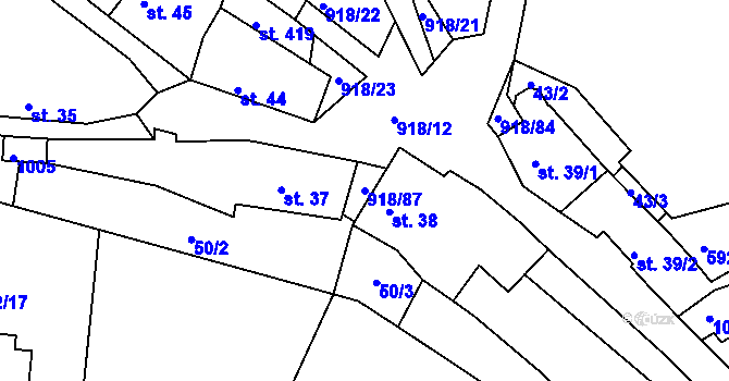Parcela st. 918/87 v KÚ Nový Knín, Katastrální mapa
