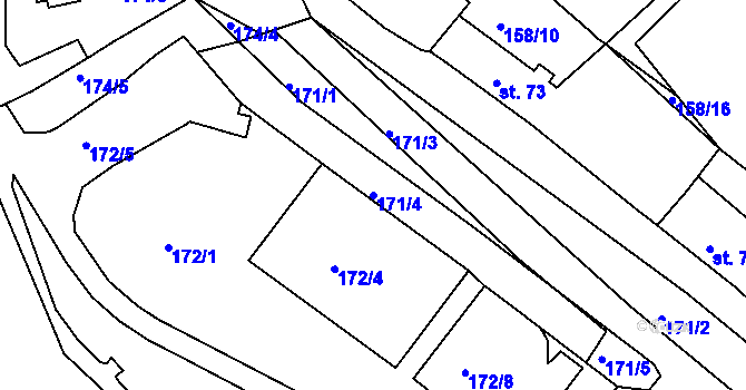 Parcela st. 171/4 v KÚ Starý Knín, Katastrální mapa